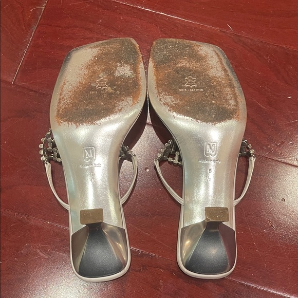 Vintage Bruno Magli White Beaded Sandal Heels